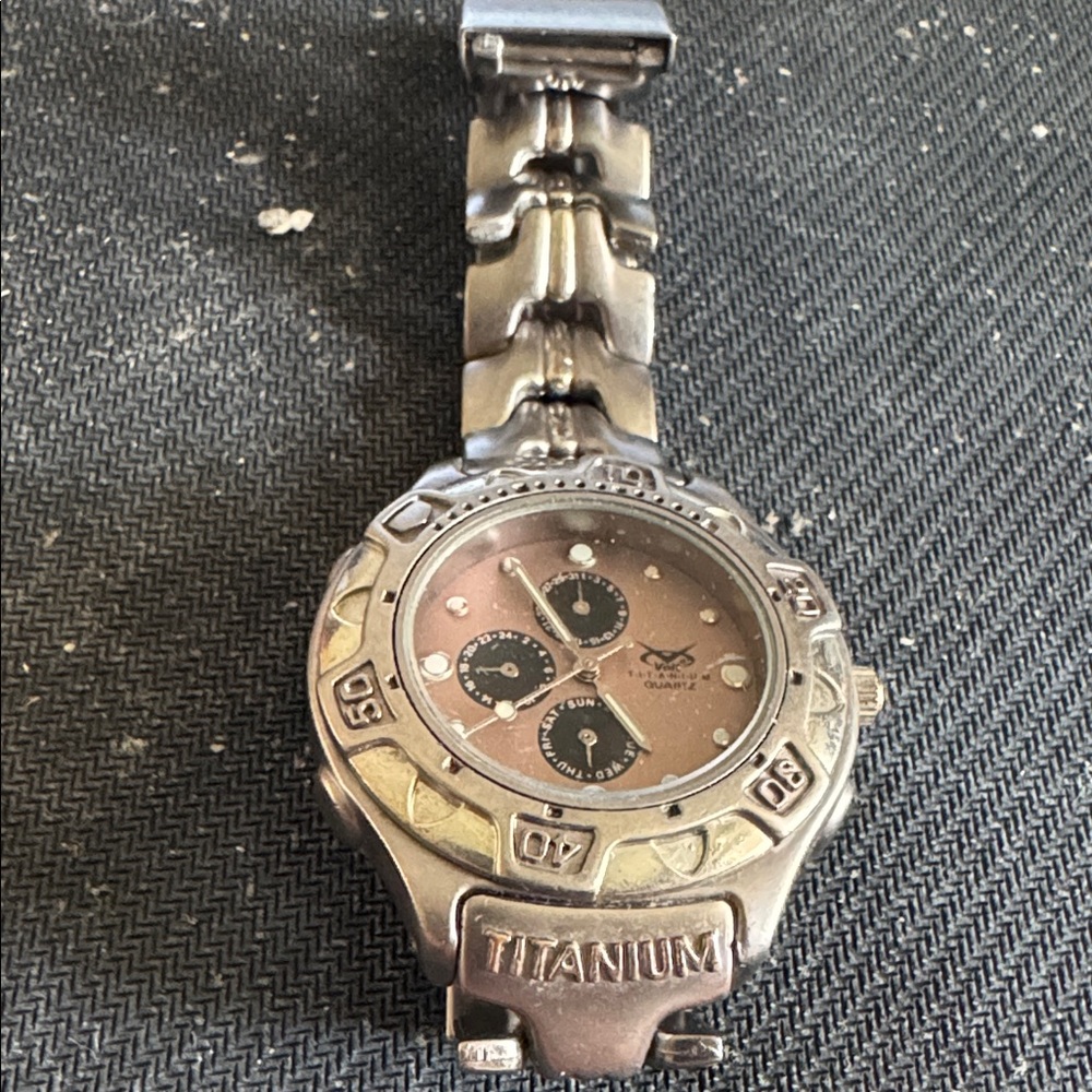 Titanium Silver Men's Chronograph Watch - Brown Dial by Voit